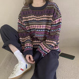 Lasamu Loose Vintage Striped Warm Sweater